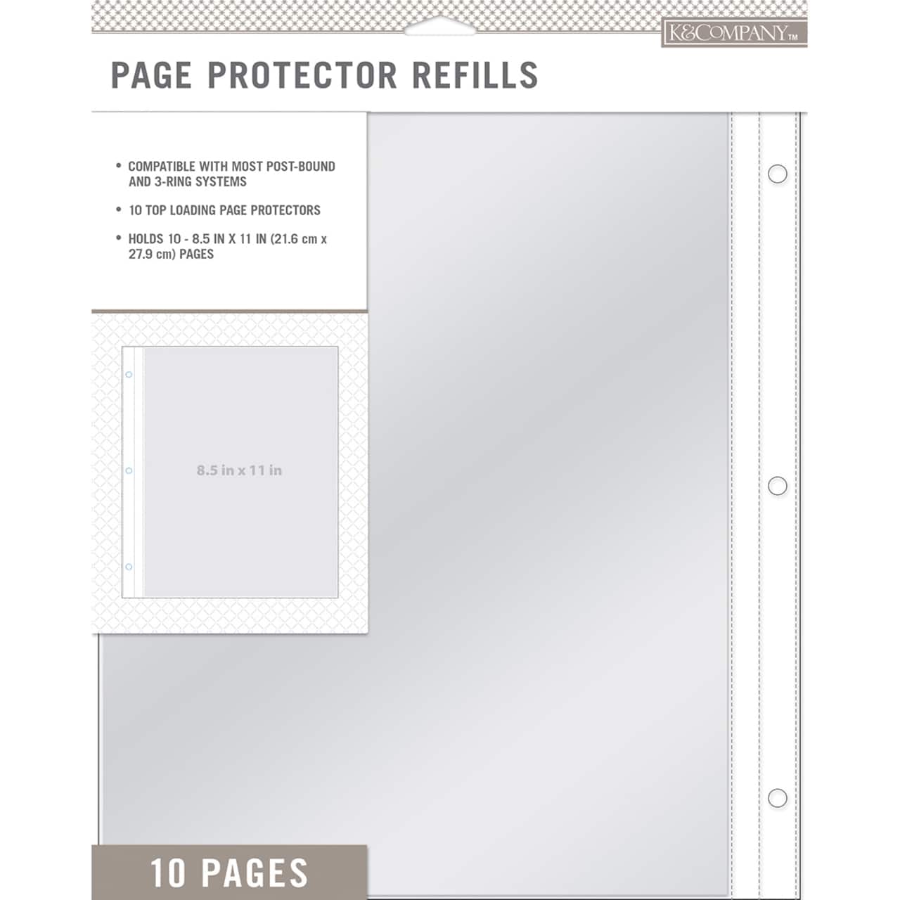 K &#x26; Company 8.5&#x22; x 11&#x22; Page Protector Refill Pages